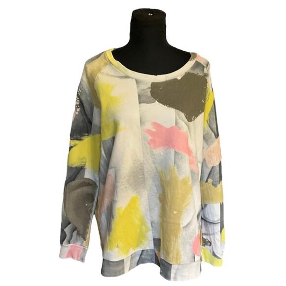 Samsoe Samsoe Color Bomb Sweatshirt Classic Cotton Watercolor Casual Size L - Picture 1 of 8